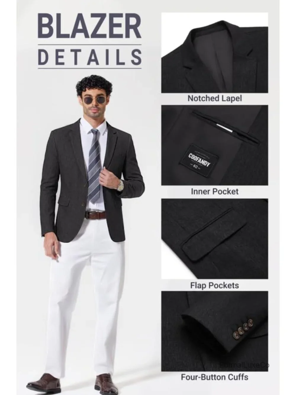 Linen Blend Blazer 2 Button Sport Coat Classic Notched Lapel